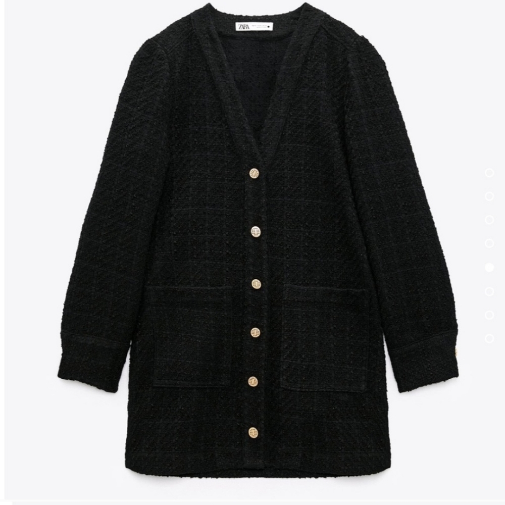Zara * Textured Tweed Black Blazer Dress - Picture 8 of 10